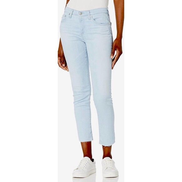 AG Adriano Goldschmied Prima Cigarette Crop Jeans Raw Hem Light Wash Size 27 EUC - Picture 1 of 8
